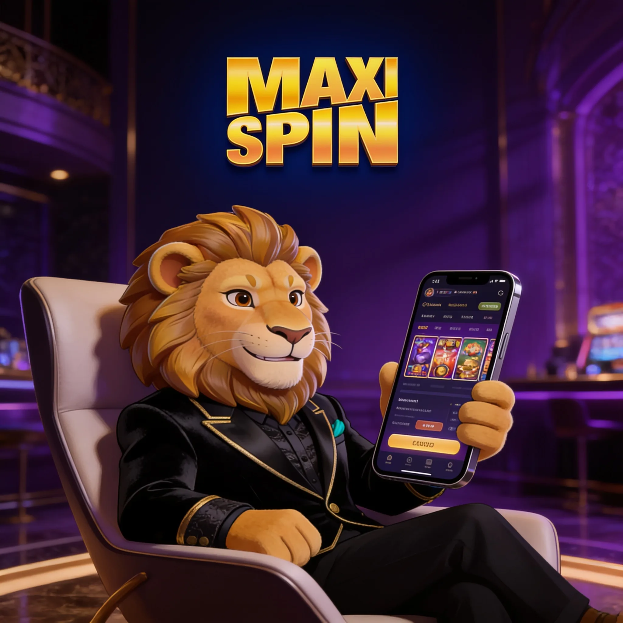 MaxiSpin mobile account screen